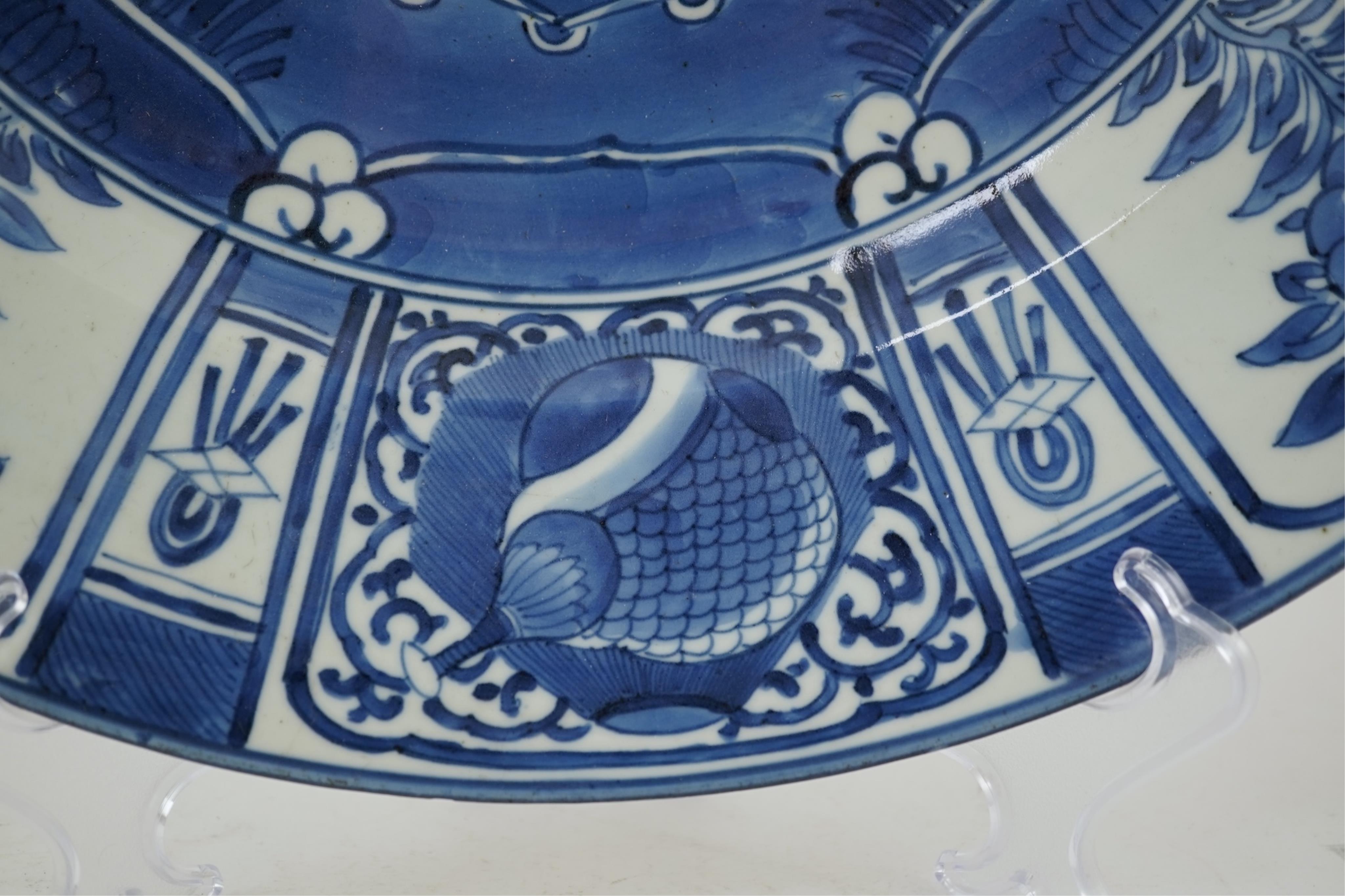 A good Japanese Arita blue and white dish, Genroku period (1688-1704)